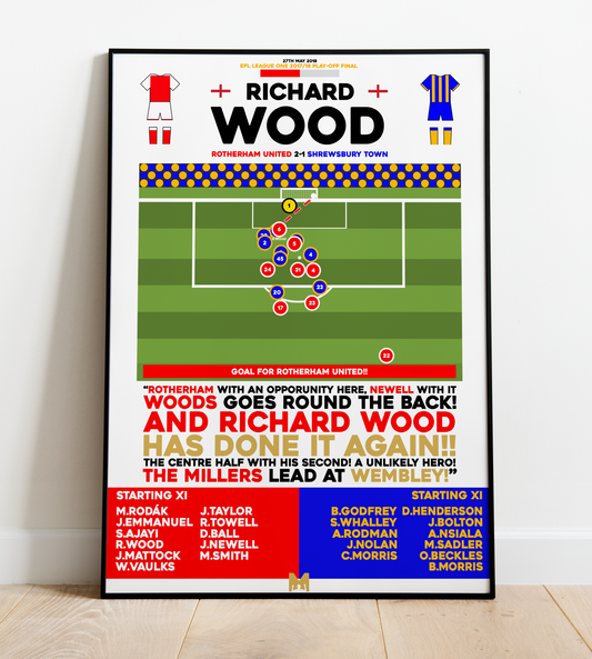 Richard Wood 2nd Goal vs Shrewsbury Town - EFL League One 2017/18 Play-Off Final- Rotherham United