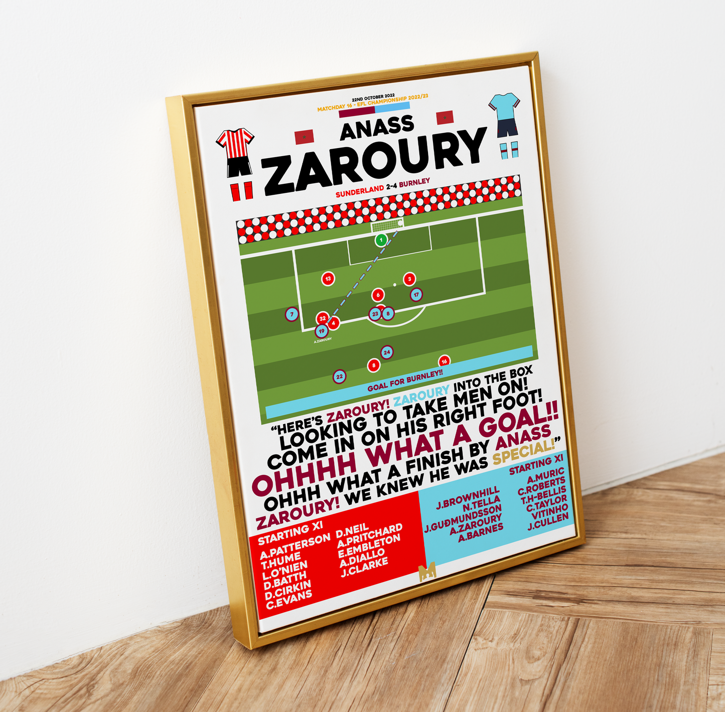 Anass Zaroury Goal vs Sunderland - EFL Championship 2022/23 - Burnley