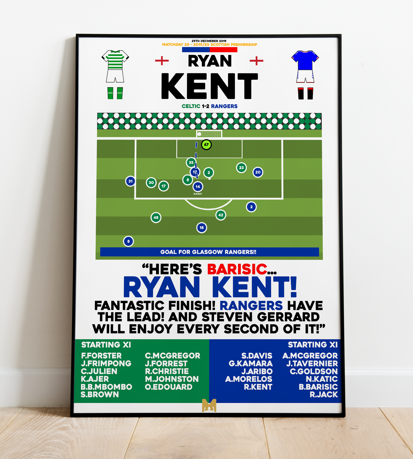 Ryan Kent Goal vs Celtic - Scottish Premiership 2019/20 - Rangers