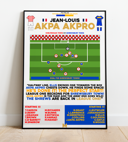 Jean-Louis Akpa Akpro Goal vs Cheltenham Town - EFL League Two 2014/15 - Shrewsbury Town