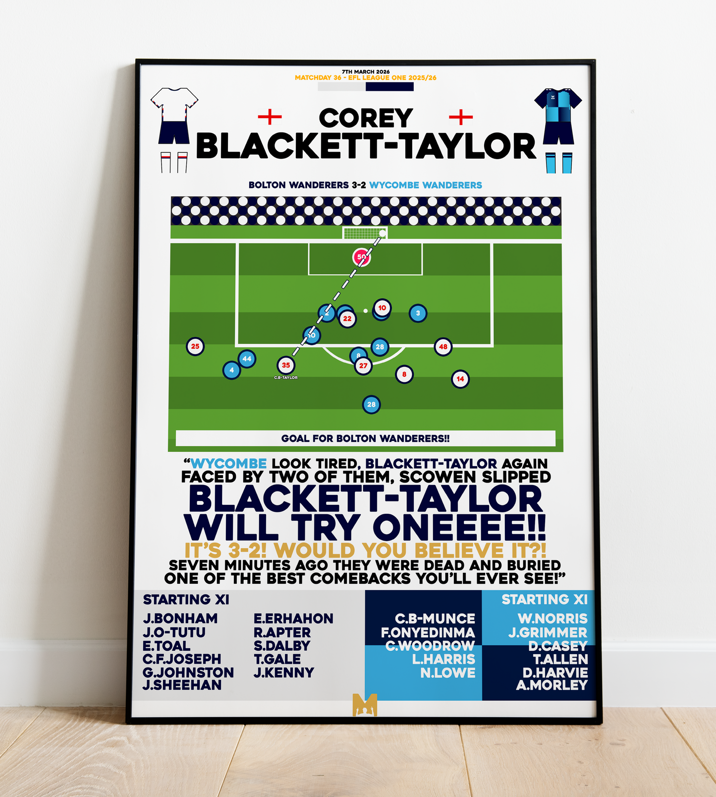 Corey Blackett-Taylor Goal vs Wycombe Wanderers - EFL League One 2025/26 - Bolton Wanderers