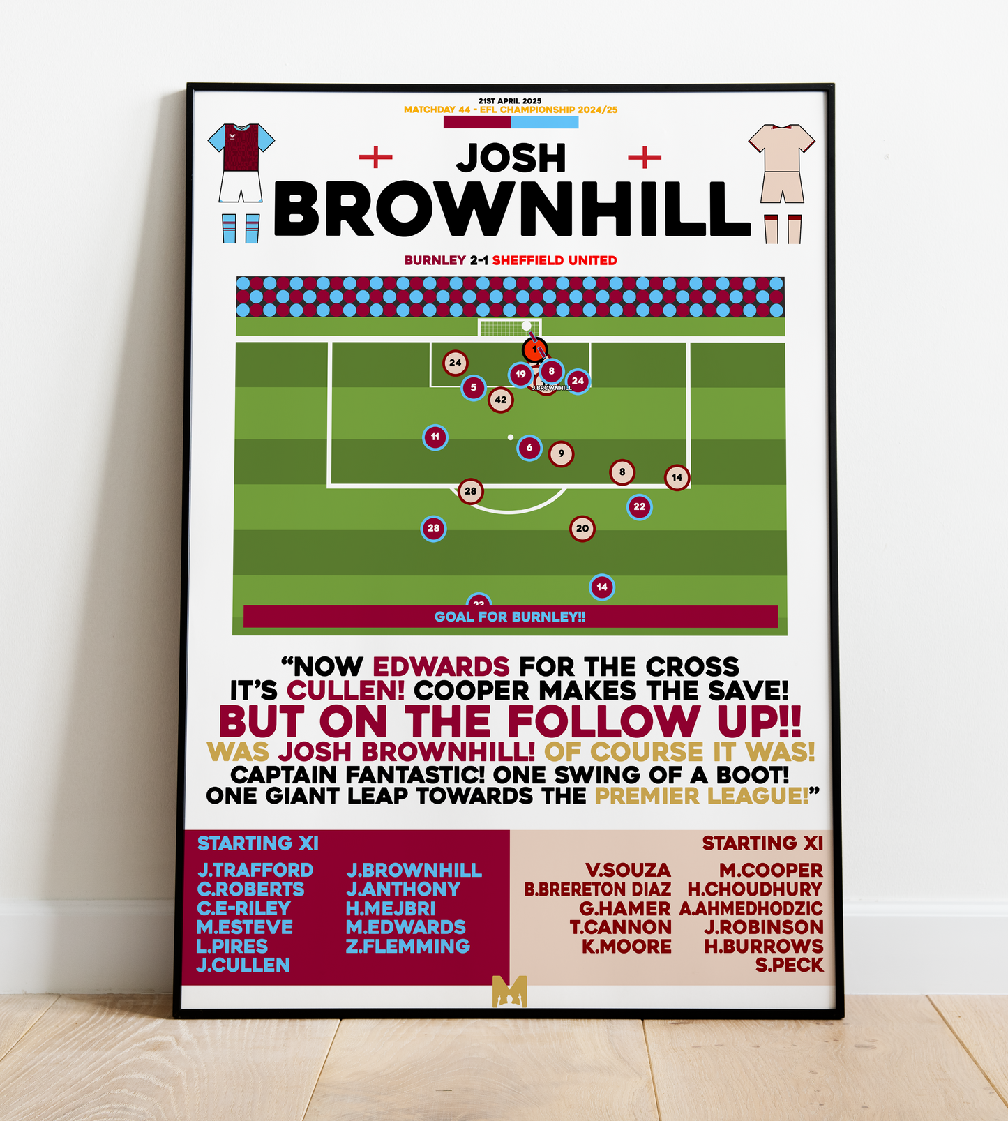 Josh Brownhill 1st Goal vs Sheffield United - EFL Championship 2024/25 - Burnley