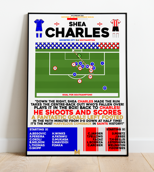 Shea Charles Goal vs Leicester City - EFL Championship 2025/26 - Southampton