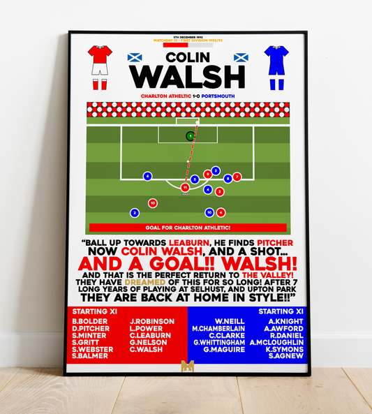 Patrick Walsh Goal vs Portsmouth - First Division 1992/93 - Charlton Athletic