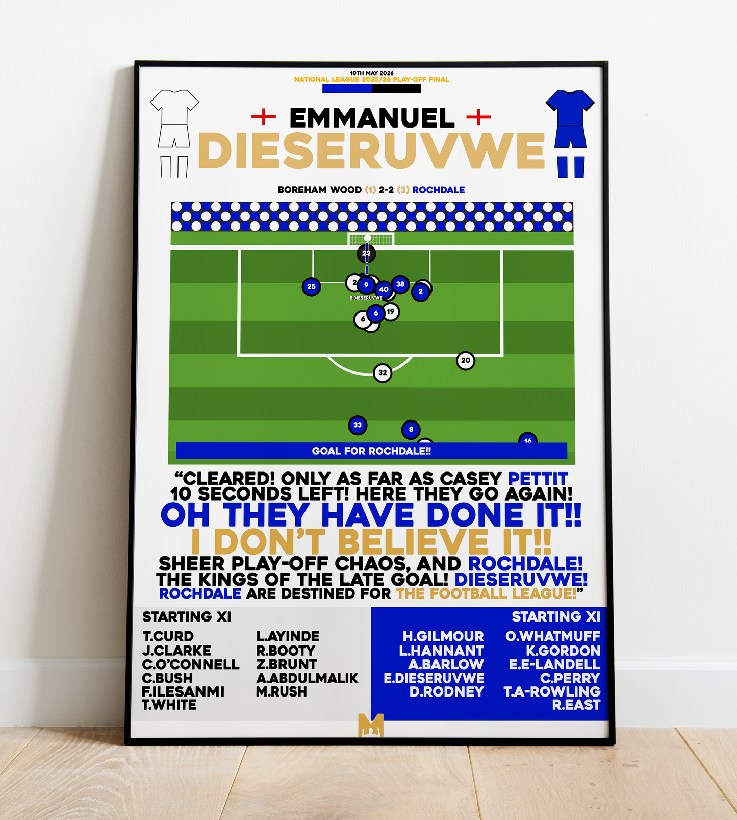 Emmanuel Dieseruvwe Goal vs Boreham Wood - National League Play-Off Final 2025/26 - Rochdale