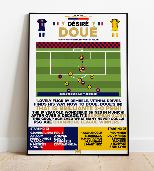 Désiré Doué Goal vs Inter Milan - UEFA Champions League Final 2025 - PSG