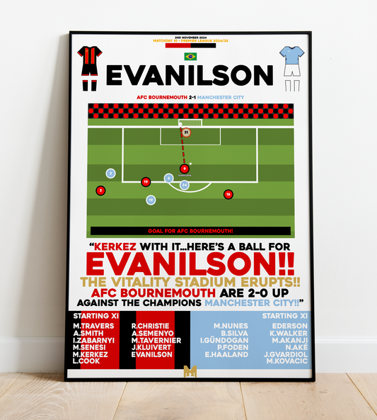 Evanilson Goal vs Manchester City - Premier League 2024/25 - AFC Bournemouth