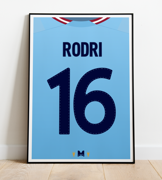 Manchester City Kit Print Rodri 2022/23 - Home Shirt - Manchester City
