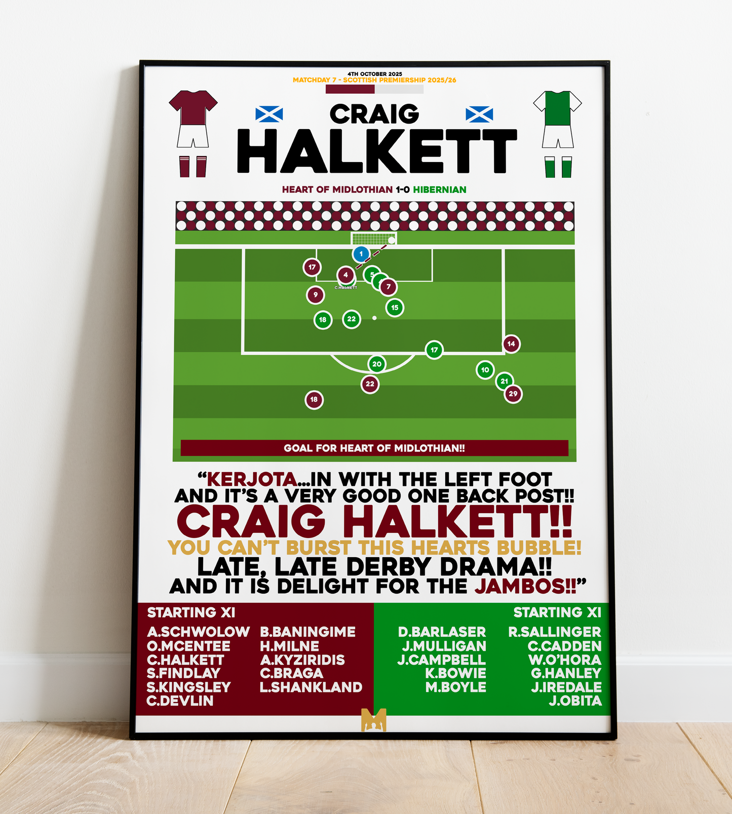 Craig Halkett Goal vs Hibernian - Scottish Premiership 2025/26 - Hearts