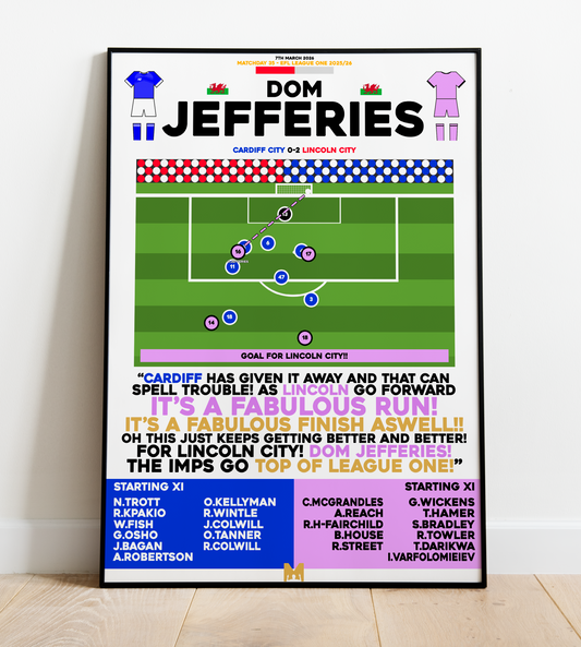 Dom Jefferies v Cardiff City Goal - EFL League One 2025/26 - Lincoln City