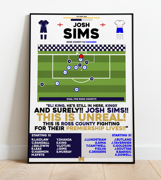 Josh Sims Goal vs Rangers - Scottish Premiership 2023/24 - Ross County