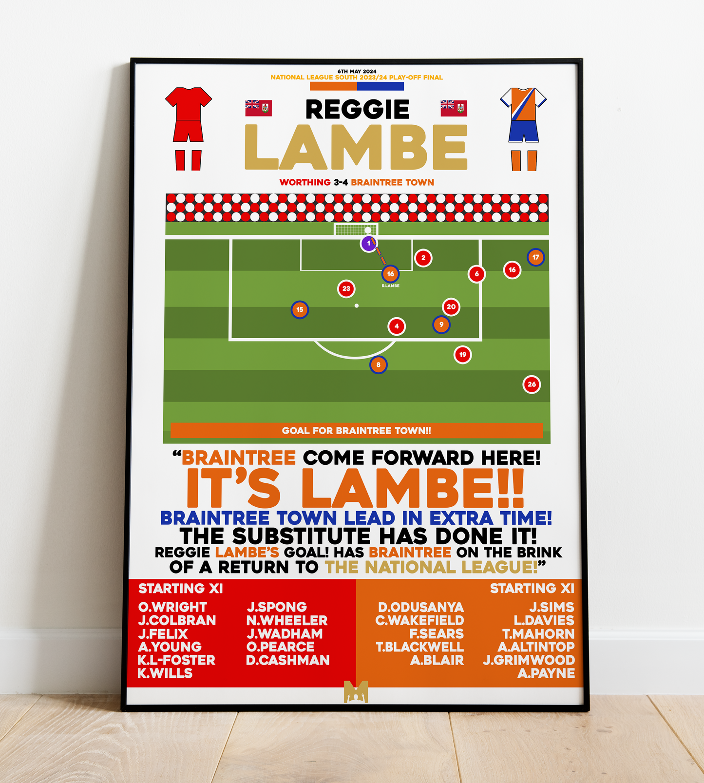 Reggie Lambe Goal vs Worthing - National League South Play-Off Final 2023/24 - Braintree Town