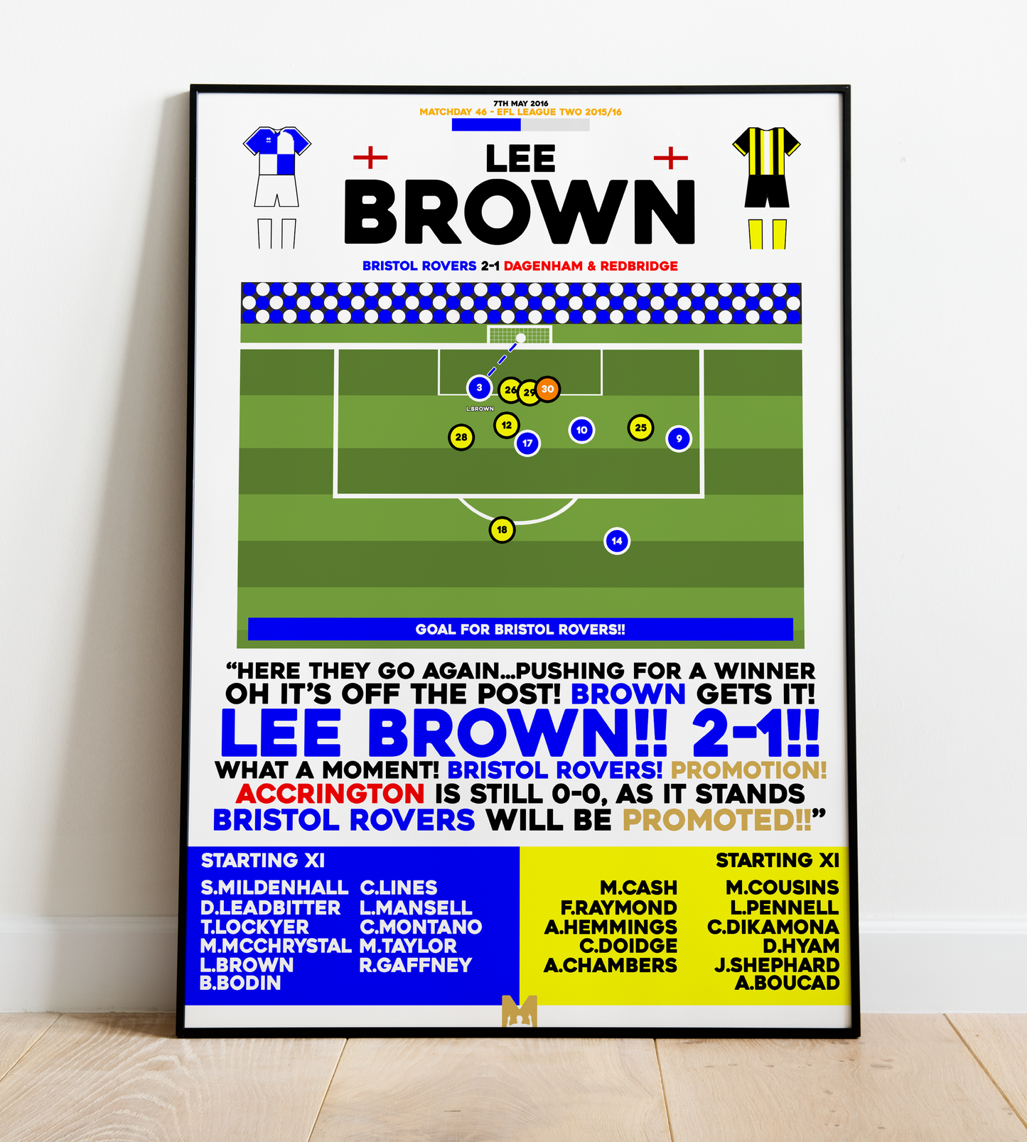 Lee Brown Goal vs Dagenham & Redbridge - EFL League Two 2015/16 - Bristol Rovers