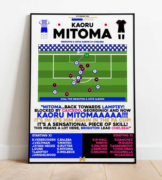 Kaoru Mitoma Goal vs Chelsea - FA Cup 2024/25 - Brighton & Hove Albion