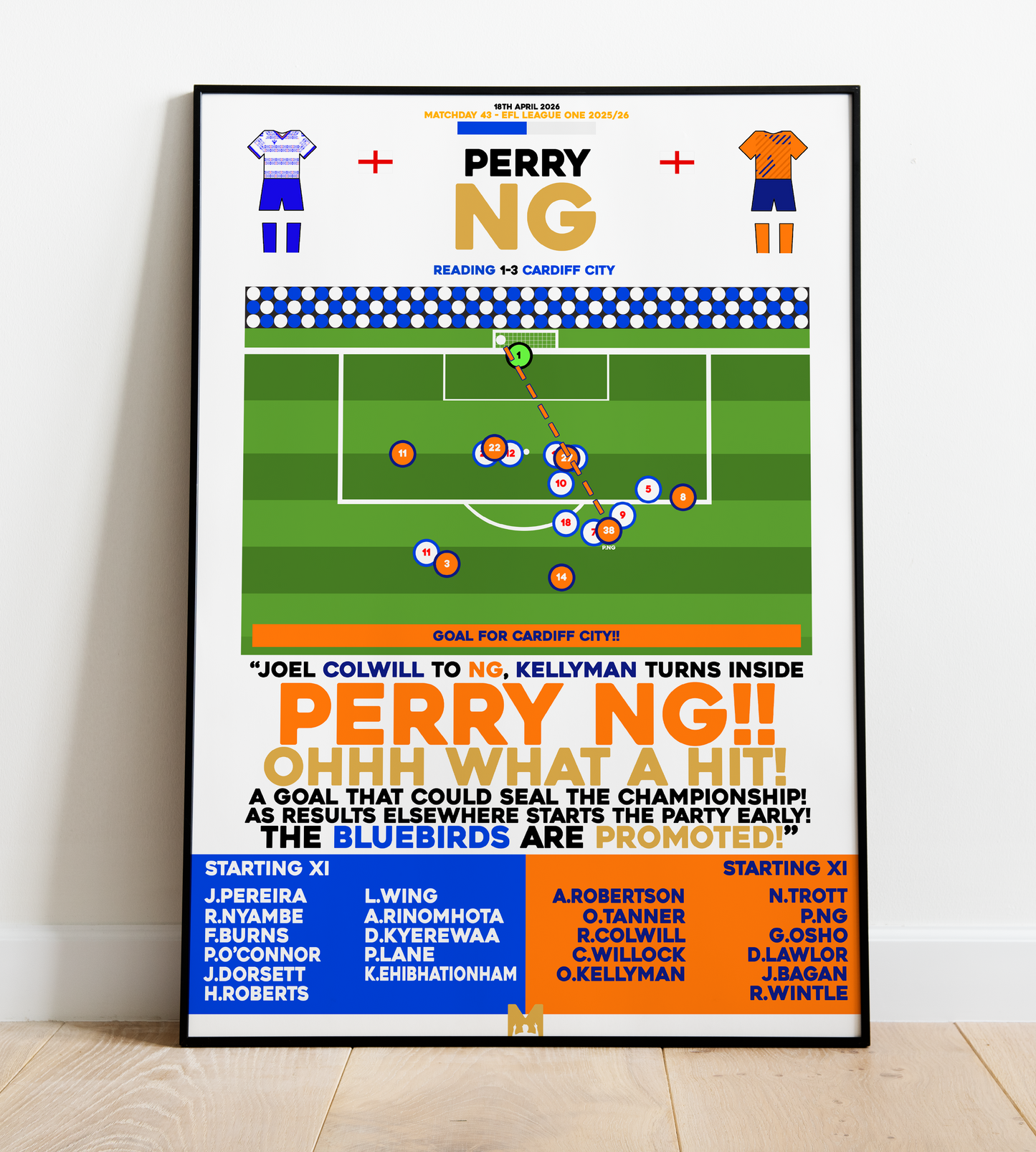 Perry NG Goal vs Reading - EFL League One 2025/26 - Cardiff City