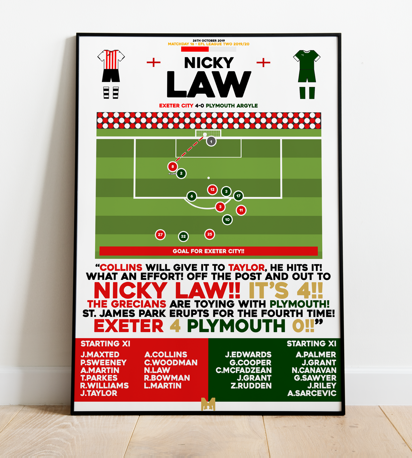 Nicky Law Goal vs Plymouth Argyle - EFL League Two 2019/20 - Exeter City