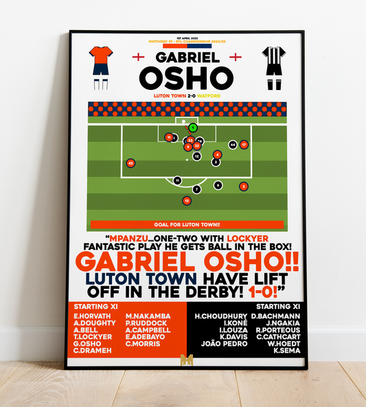 Gabriel Osho Goal vs Watford - EFL Championship 2022/23 - Luton Town