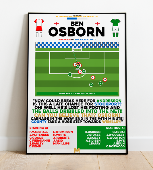 Ben Osborn Goal vs Stevenage - EFL League One Play-Offs 2025/26 - Stockport County