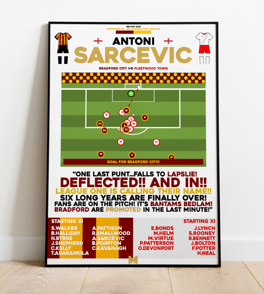 Antoni Sarcevic Goal vs Fleetwood Town - EFL League Two 2024/25 - Bradford City