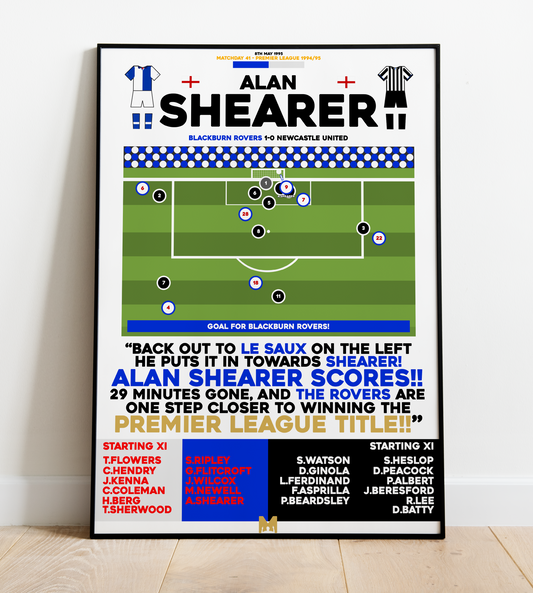 Alan Shearer Goal v Newcastle United Print - Premier League 1994/95 - Blackburn Rovers