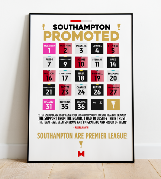 Southampton 2023/24 Promoted Print - EFL Championship 2023/24 - Southampton