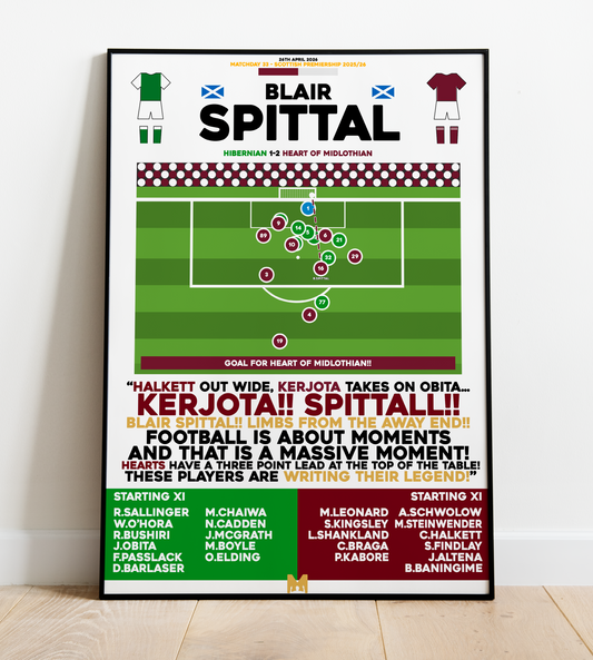 Blair Spittal Goal vs Hibernian - Scottish Premiership 2025/26 - Hearts