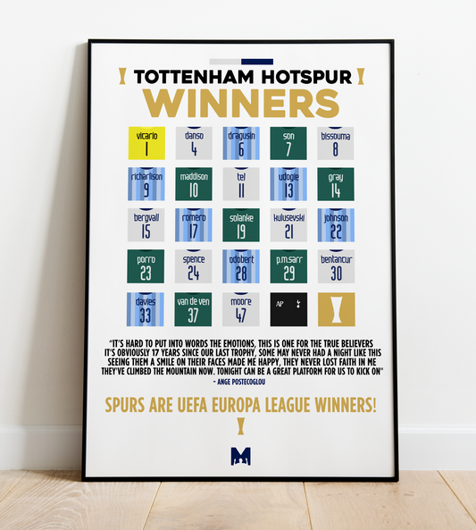 Tottenham Hotspur 2024/25 Winners Print - UEFA Europa League 2024/25 - Tottenham Hotspur