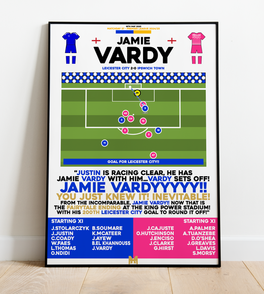 Jamie Vardy Goal vs Ipswich Town - Premier League 2024/25 - Leicester City