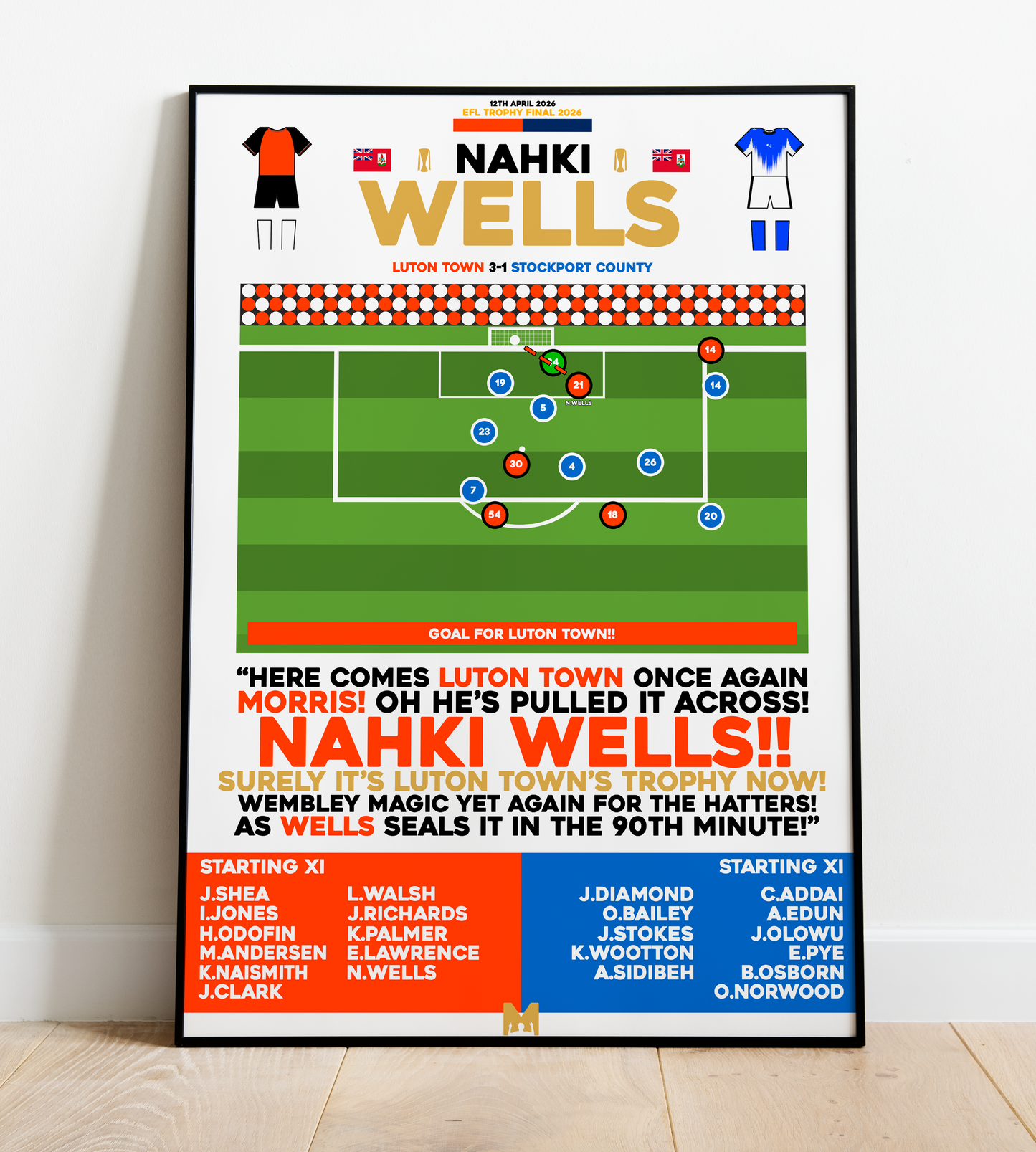 Nahki Wells Goal vs Stockport County - EFL Trophy Final 2025/26 - Luton Town