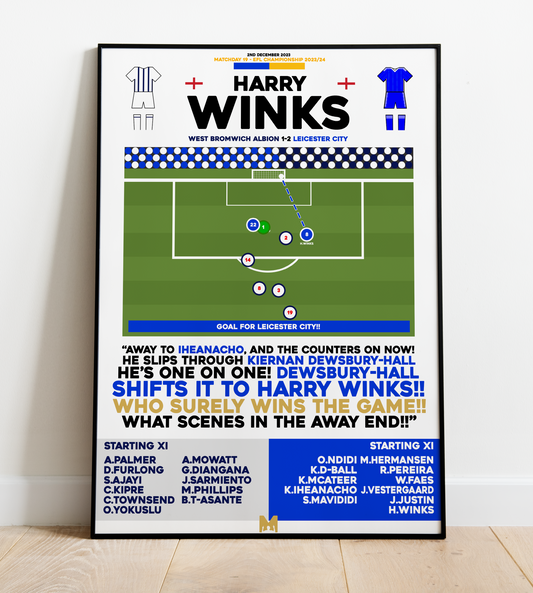 Harry Winks Goal vs West Bromwich Albion - EFL Championship 2023/24 - Leicester City