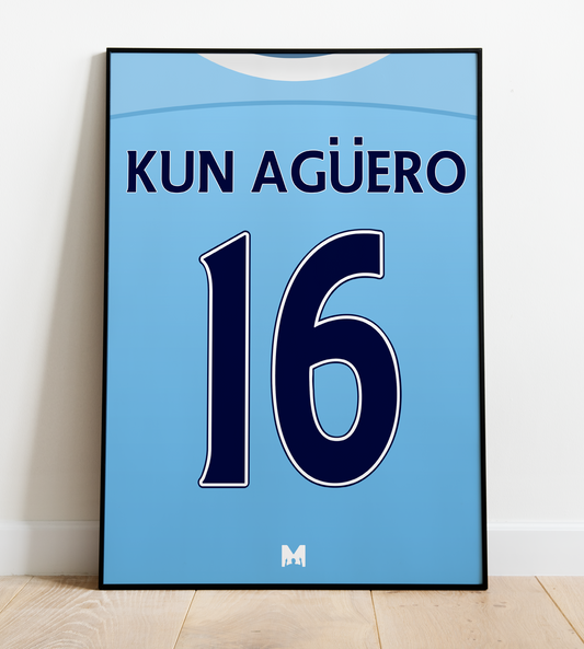 Sergio Aguero Shirt Print 2011/12 - Manchester City