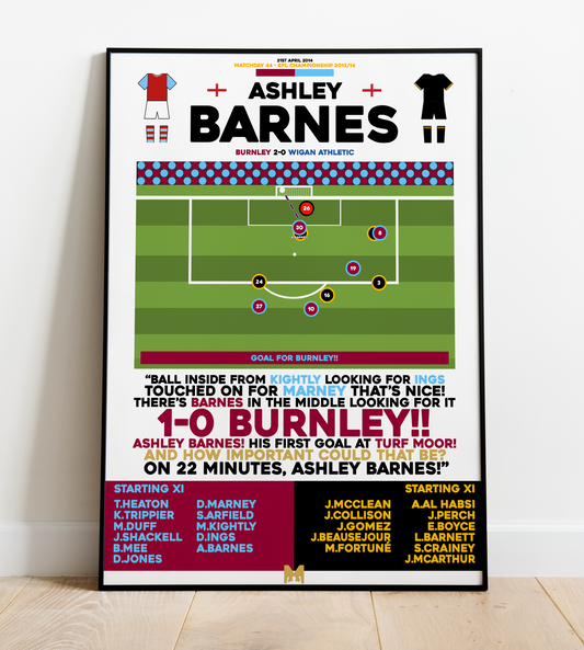 Ashley Barnes Goal vs Wigan Athletic - EFL Championship 2013/14 - Burnley