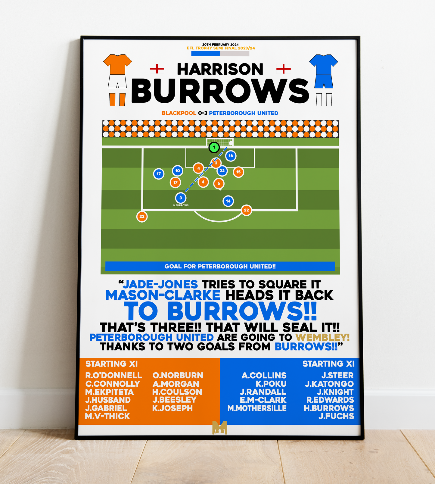 Harrison Burrows Goal vs Blackpool - EFL Trophy 2023/24 - Peterborough United