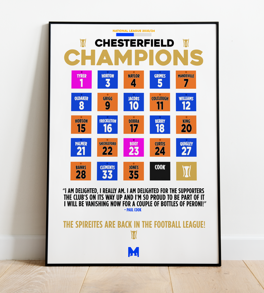 Chesterfield 2023/24 Champions Shirt Print - National League 2023/24 - Chesterfield