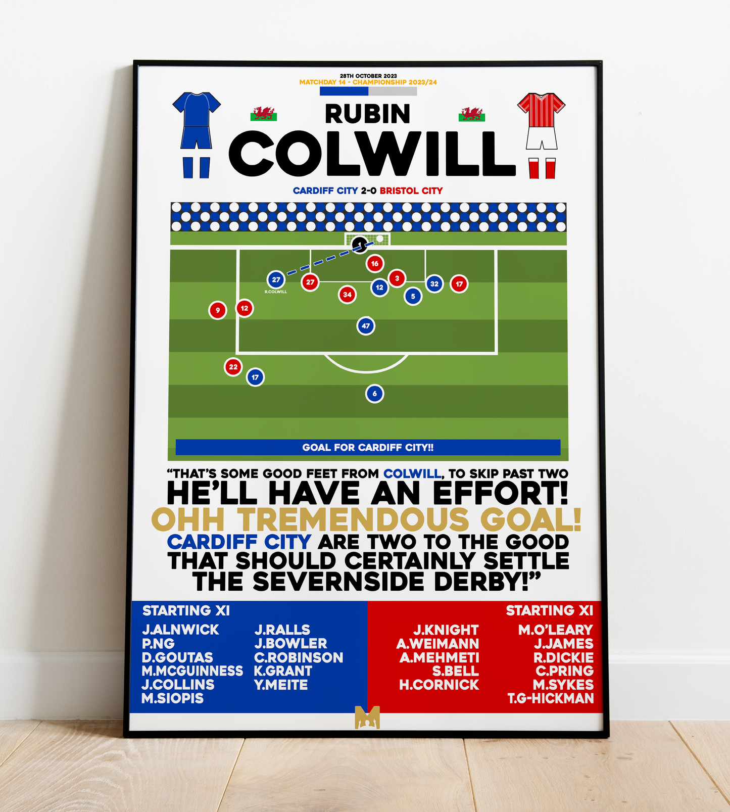 Rubin Colwill Goal vs Bristol City - EFL Championship 2023/24 - Cardiff City