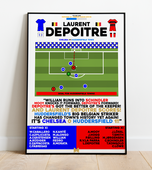 Laurent Depoitre Goal vs Chelsea - Premier League 2017/18 - Huddersfield Town