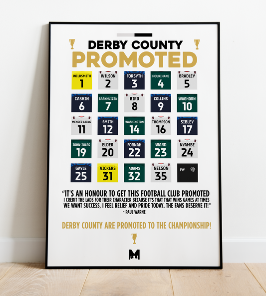 Derby County 2023/24 Promotion Print - EFL League One 2023/24 - Derby County