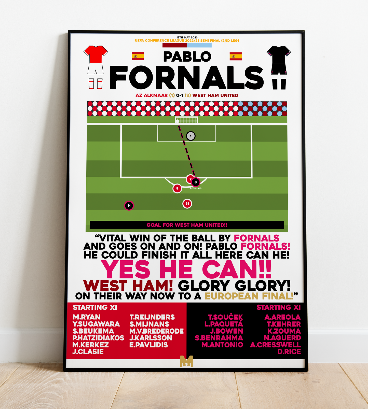 Pablo Fornals Goal vs AZ Alkmaar - UEFA Conference League 2022/23 - West Ham United