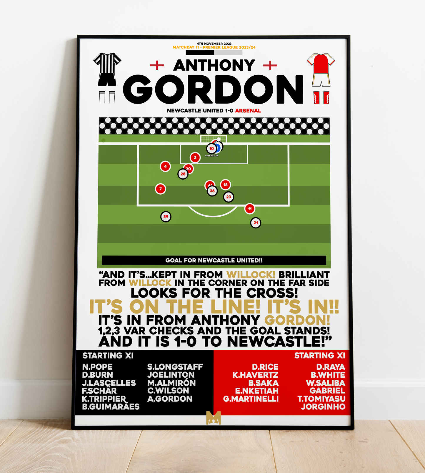 Anthony Gordon vs Arsenal - Premier League 2023/24 - Newcastle United