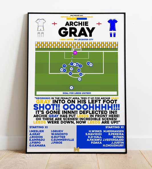 Archie Gray Goal vs Leicester City - EFL Championship 2023/24 - Leeds United