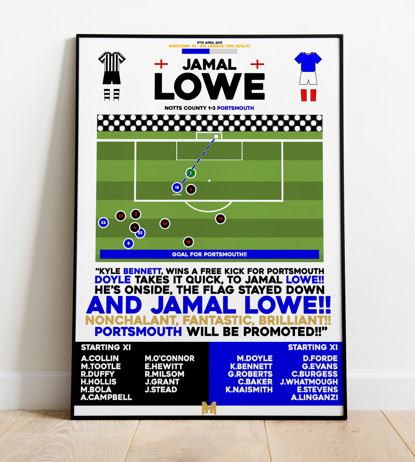 Jamal Lowe Goal vs Notts County - EFL League Two 2016/17 - Portsmouth