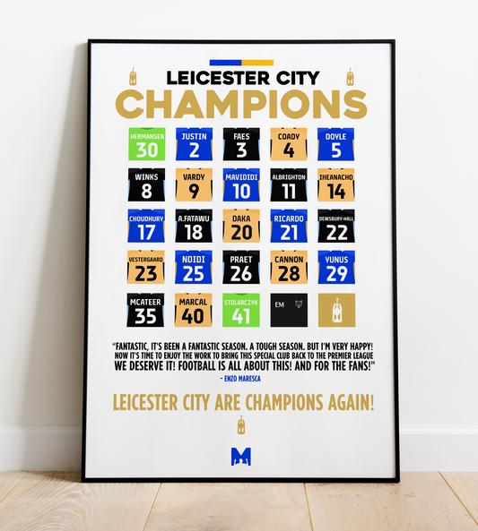 Leicester City 2023/24 Champions Print - EFL Championship 2023/24 - Leicester City