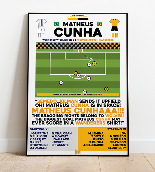Matheus Cunha Goal vs West Bromwich Albion - FA Cup 2023/24 - Wolves