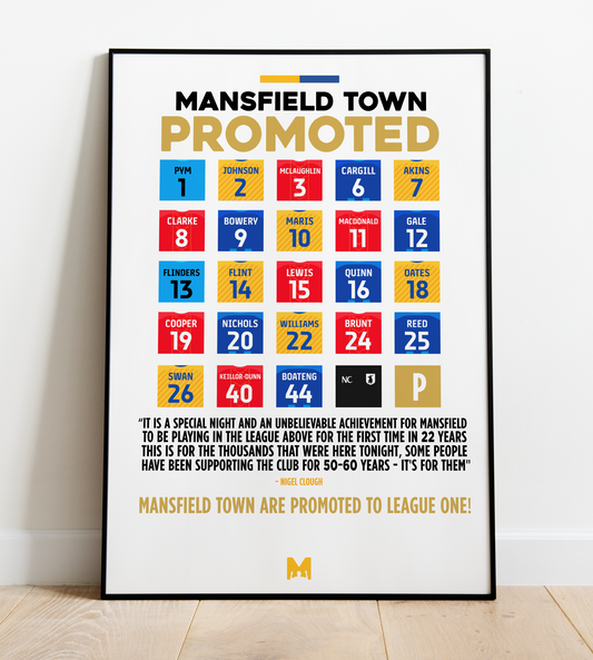 Mansfield Town 2023/24 Promoted Print - EFL League Two 2023/24 - Mansfield Town
