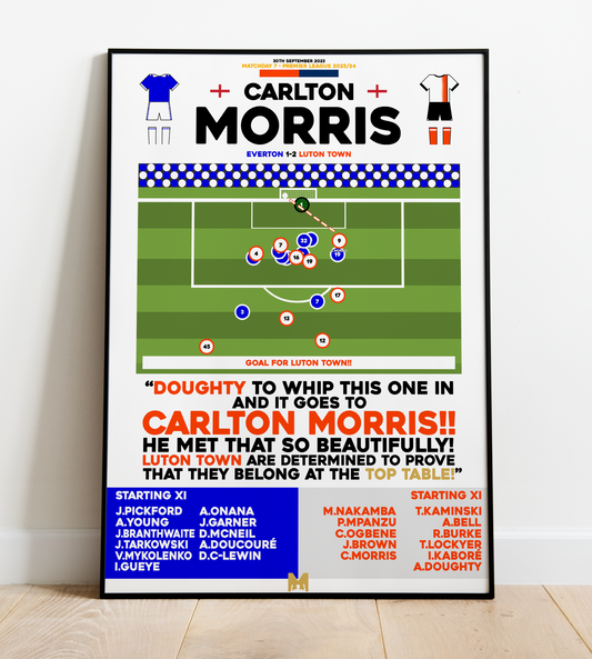 Carlton Morris Goal v Everton - Premier League 2023/24 - Luton Town