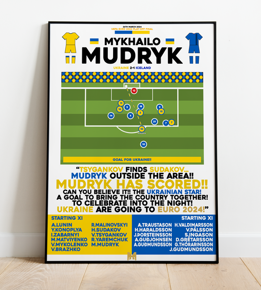 Mykhailo Mudryk Goal vs Iceland - Euro 2024 Play-Off Final - Ukraine