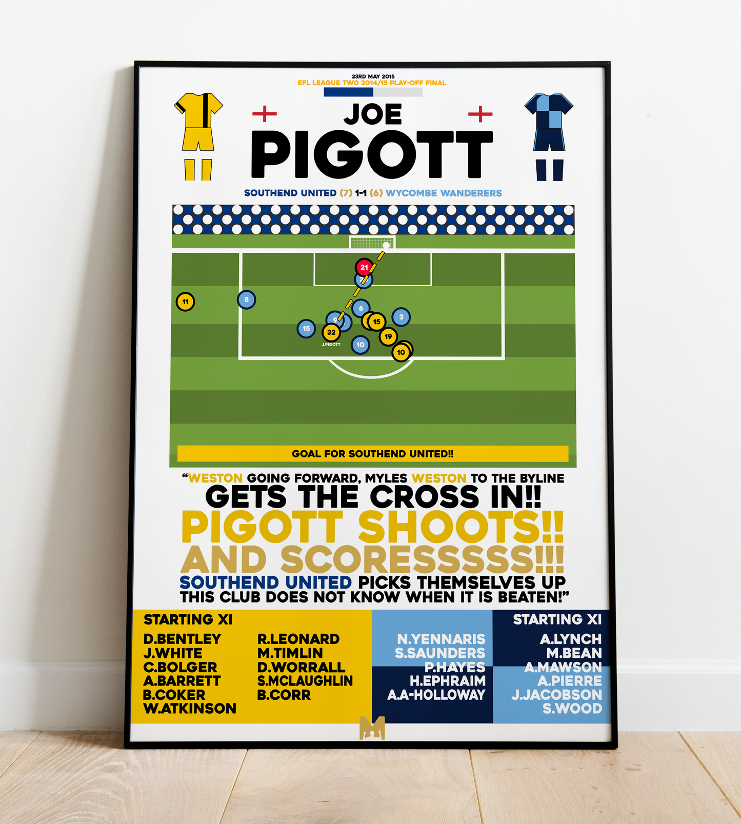 Joe Pigott Goal vs Wycombe Wanderers - EFL League Two Play-Off Final 2014/15 - Southend United