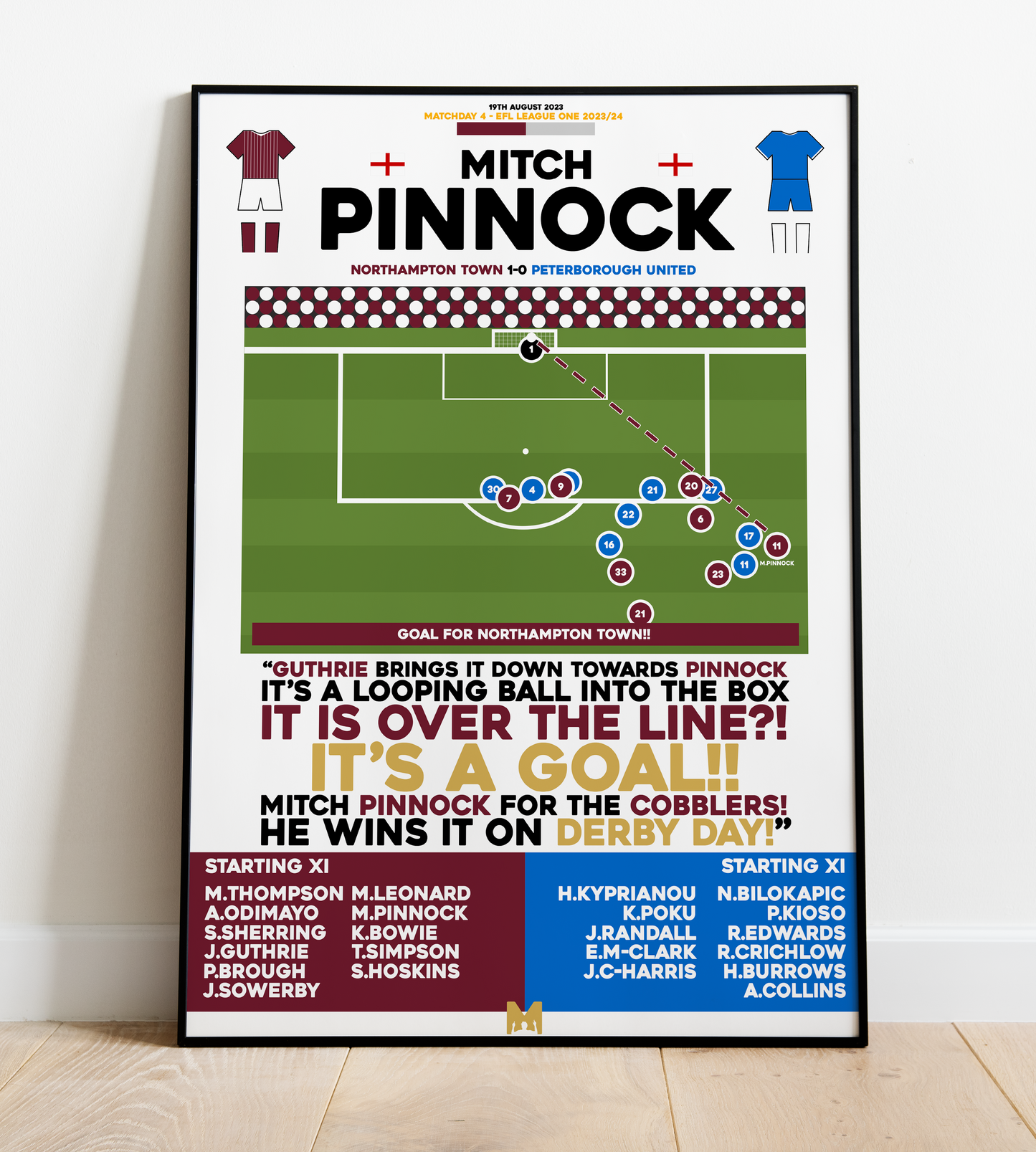 Mitch Pinnock Goal vs Peterborough United - EFL League One 2023/24 - Northampton Town