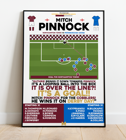 Mitch Pinnock Goal vs Peterborough United - EFL League One 2023/24 - Northampton Town