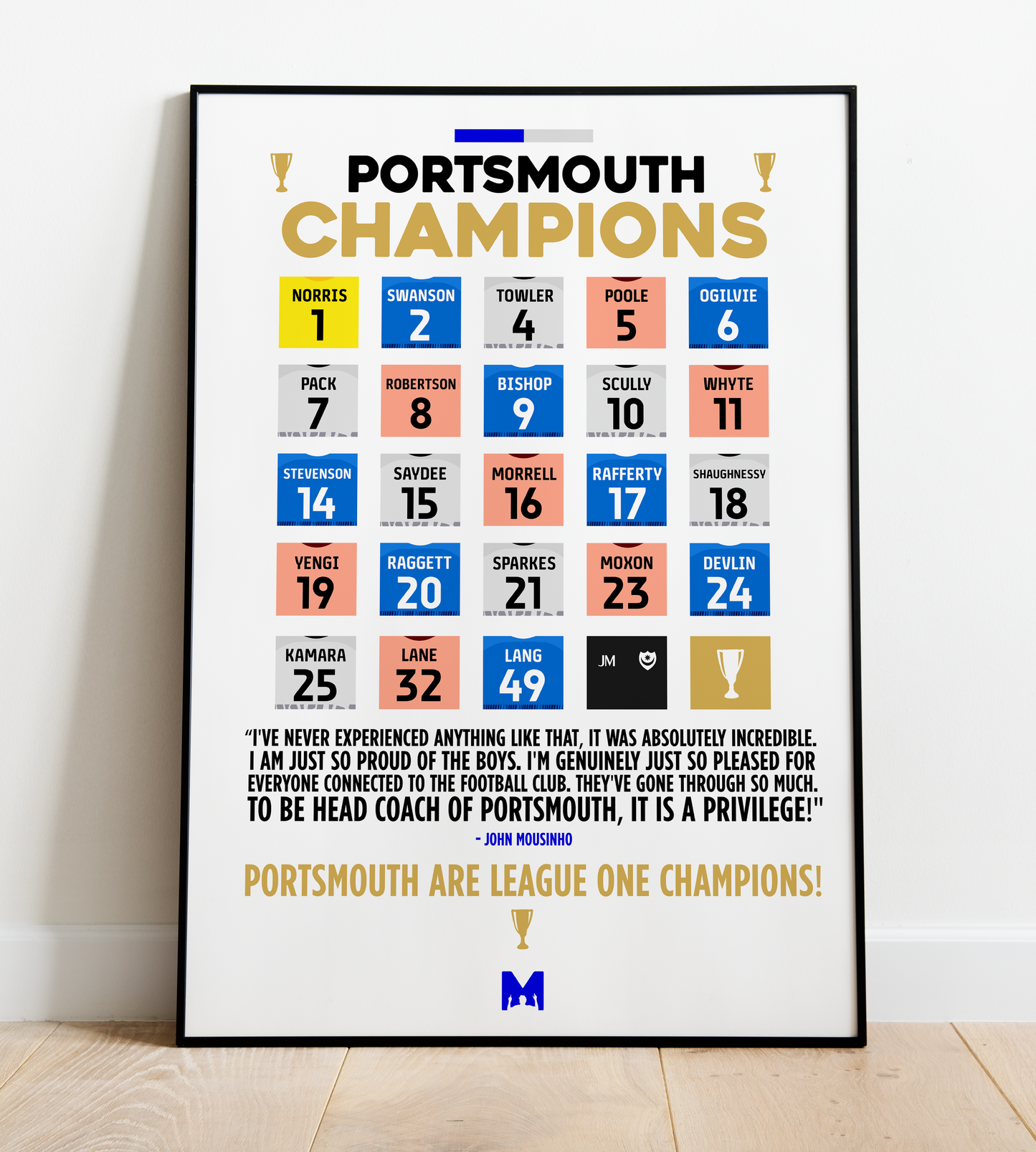 Portsmouth 2023/24 Champions Print - EFL League One 2023/24 - Portsmouth